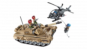 Конструктор – Танк и вертолет, с фигурками, 712 деталей (Enlighten Brick, BRICK1729 (9))